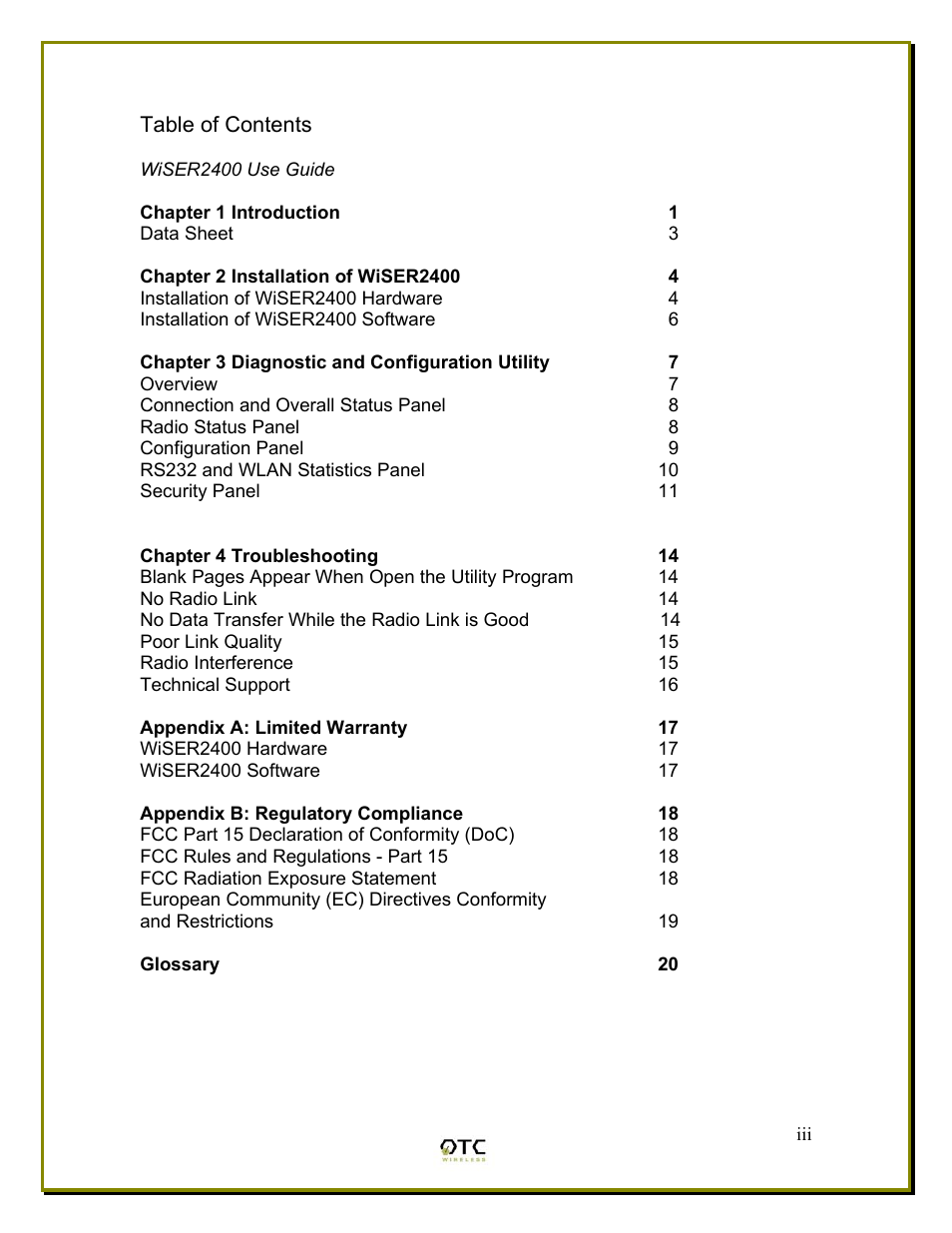 OTC Wireless WiSER2400 User Manual | Page 3 / 25