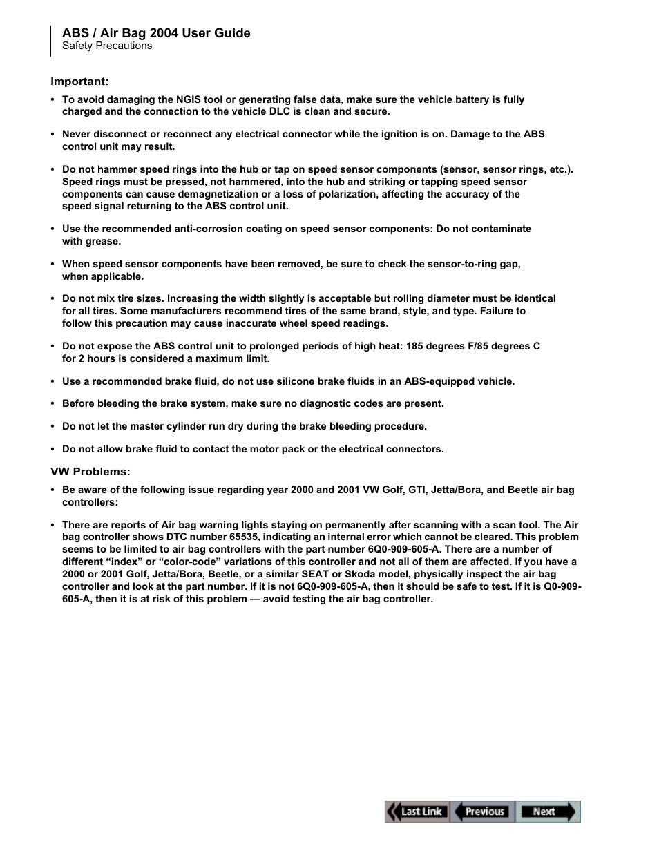 Abs / air bag 2004 user guide | OTC Wireless switch/hub User Manual | Page 10 / 80