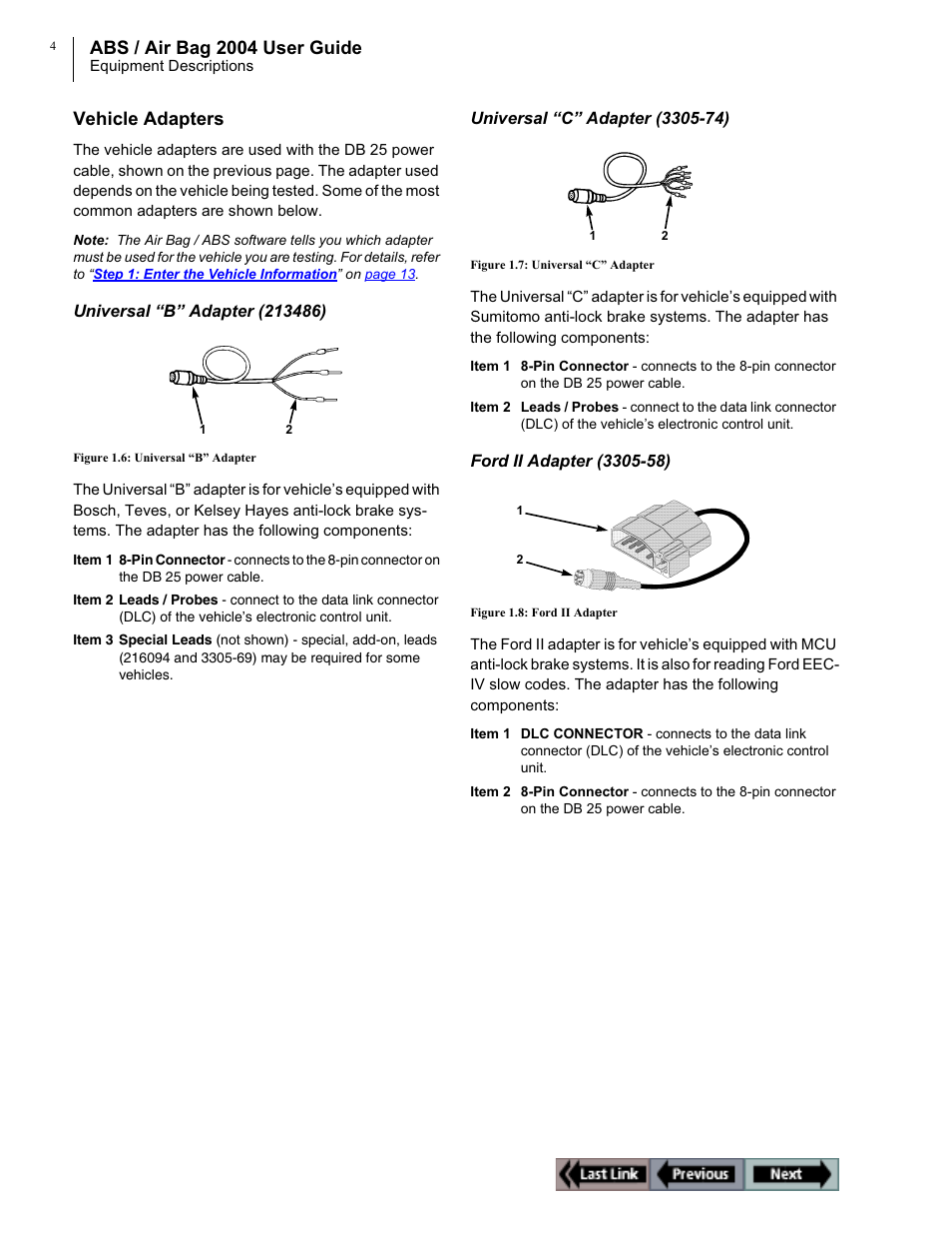Abs / air bag 2004 user guide vehicle adapters | OTC Wireless switch/hub User Manual | Page 14 / 80