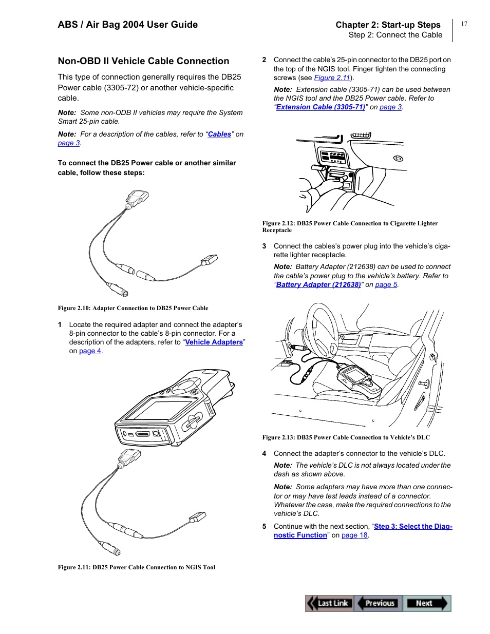 Abs / air bag 2004 user guide, Non-obd ii vehicle cable connection | OTC Wireless switch/hub User Manual | Page 27 / 80