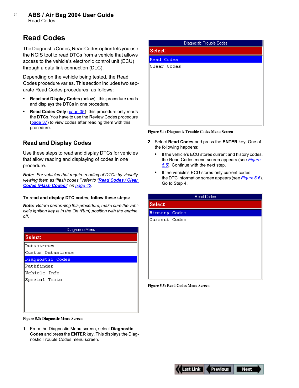 Read codes, Abs / air bag 2004 user guide, Read and display codes | OTC Wireless switch/hub User Manual | Page 44 / 80