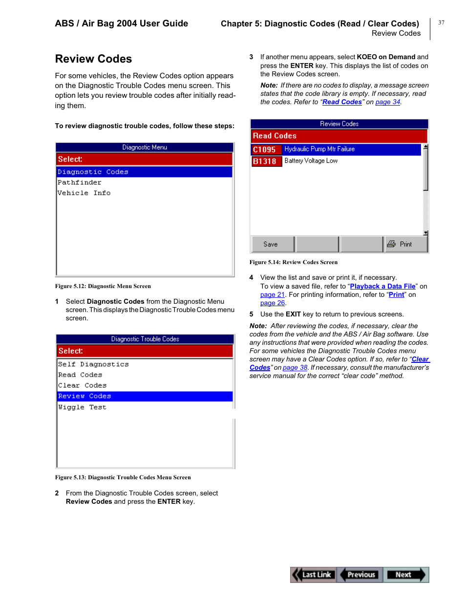 Review codes, Abs / air bag 2004 user guide | OTC Wireless switch/hub User Manual | Page 47 / 80