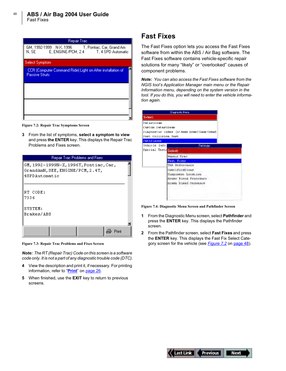 Fast fixes, Abs / air bag 2004 user guide | OTC Wireless switch/hub User Manual | Page 58 / 80