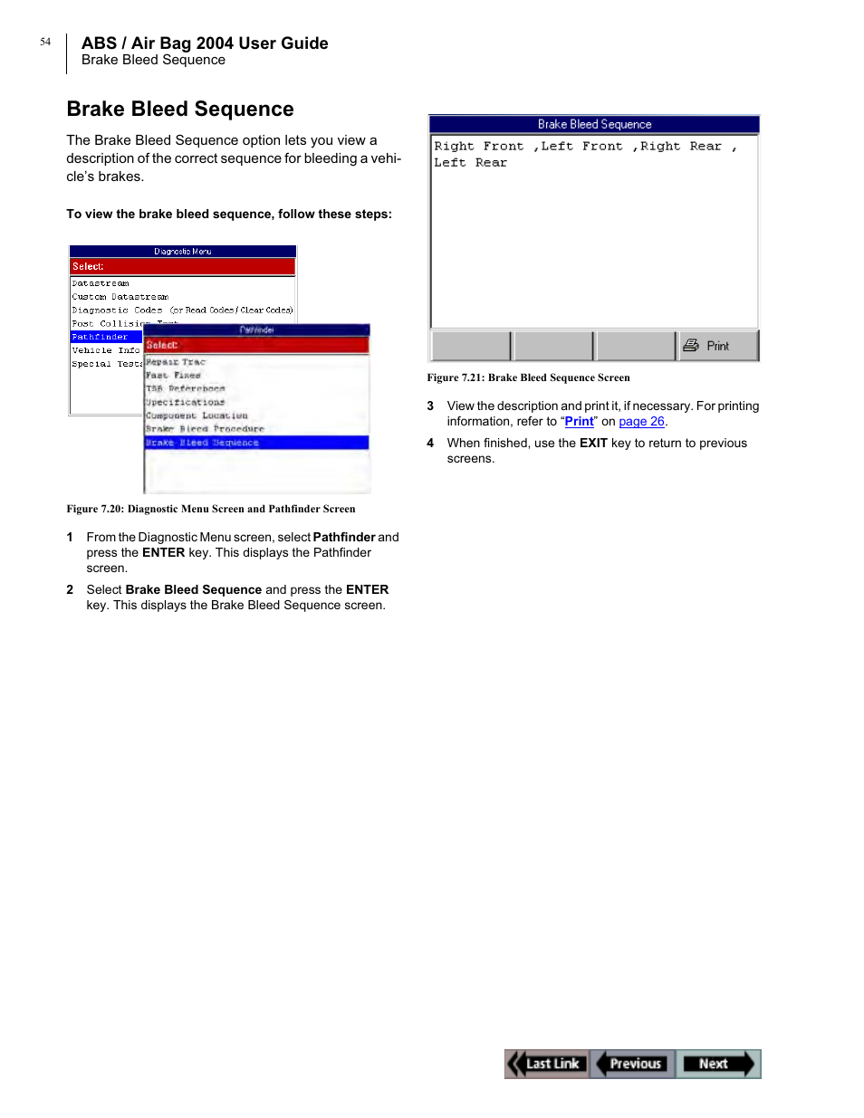 Brake bleed sequence, Abs / air bag 2004 user guide | OTC Wireless switch/hub User Manual | Page 64 / 80