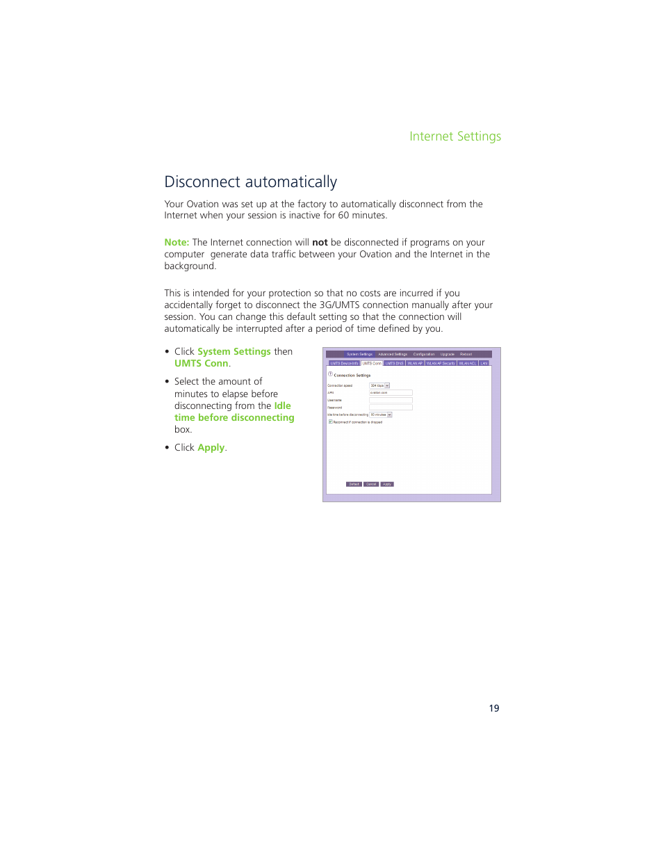 Disconnect automatically | Ovation Software Ovation User Manual | Page 20 / 61