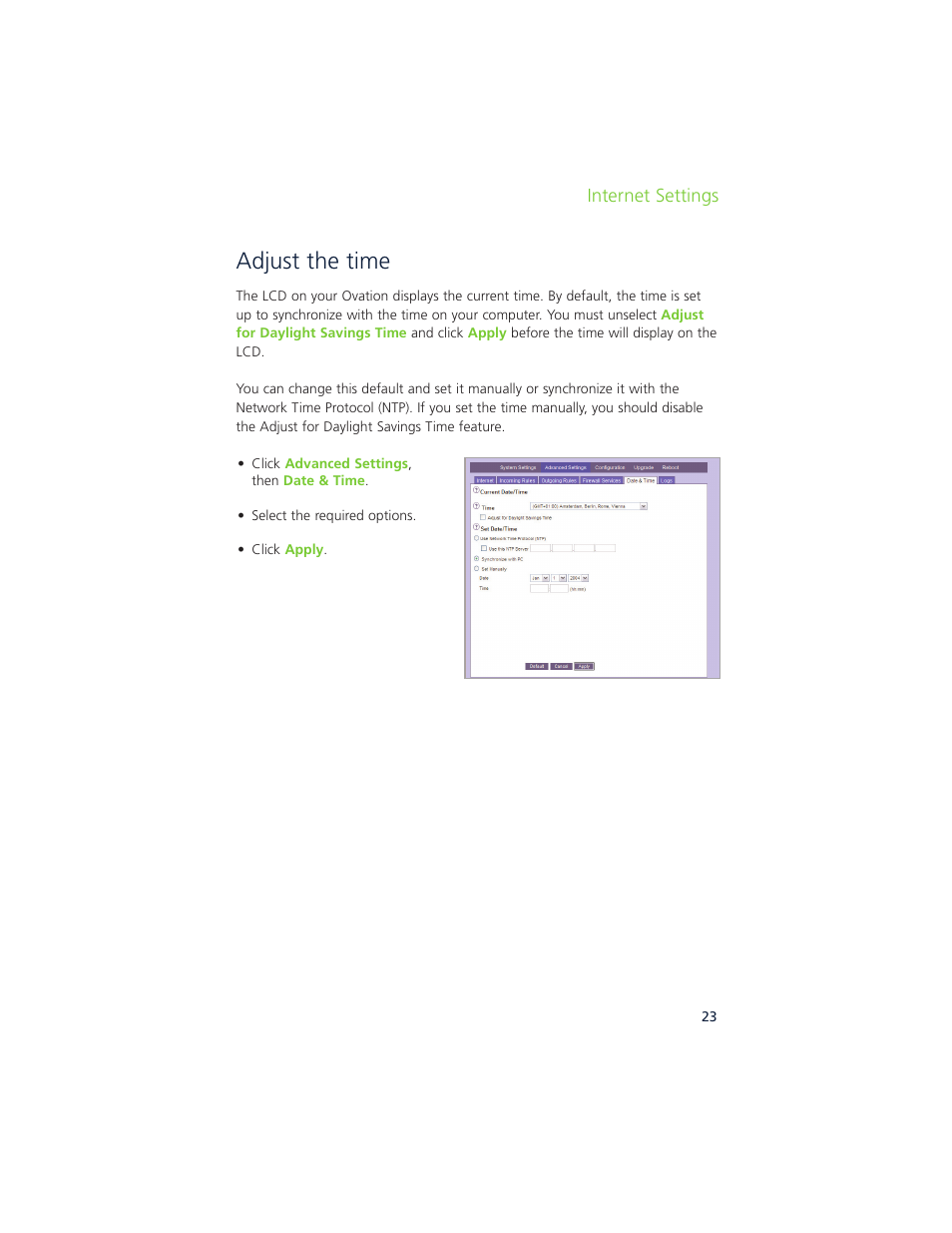 Adjust the time | Ovation Software Ovation User Manual | Page 24 / 61