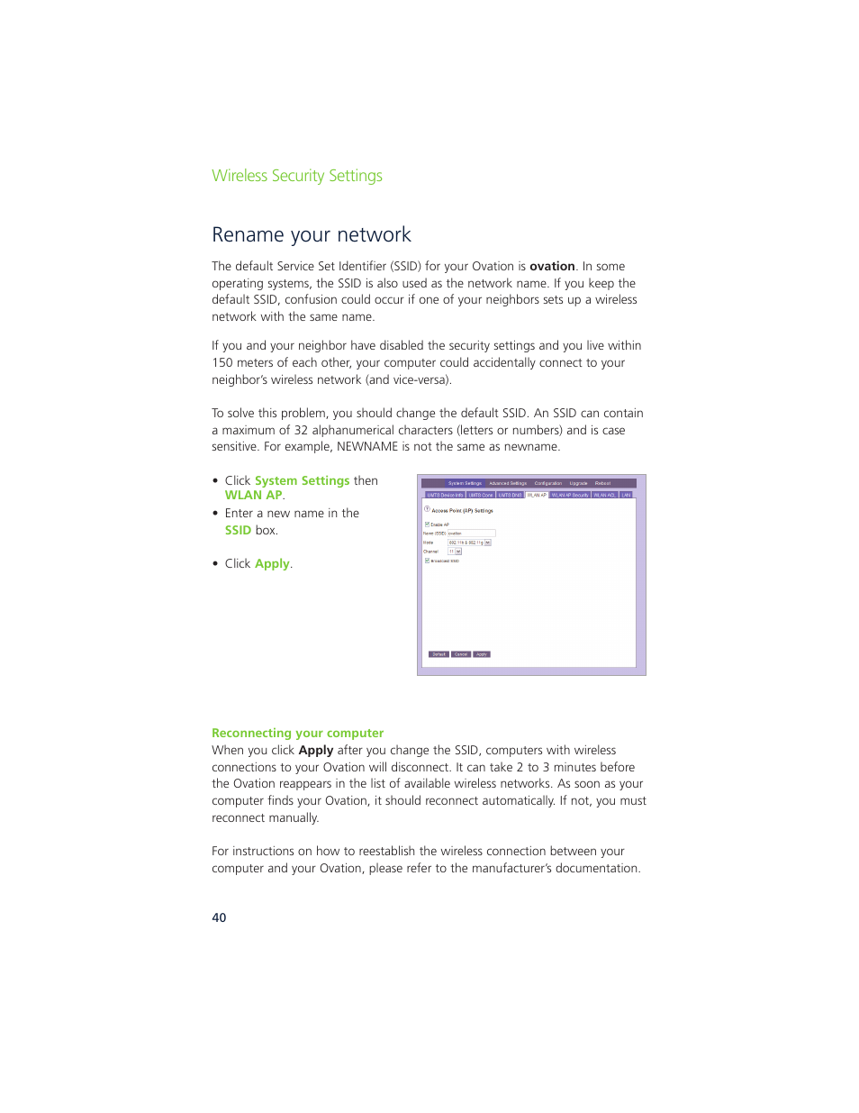 Rename your network | Ovation Software Ovation User Manual | Page 41 / 61