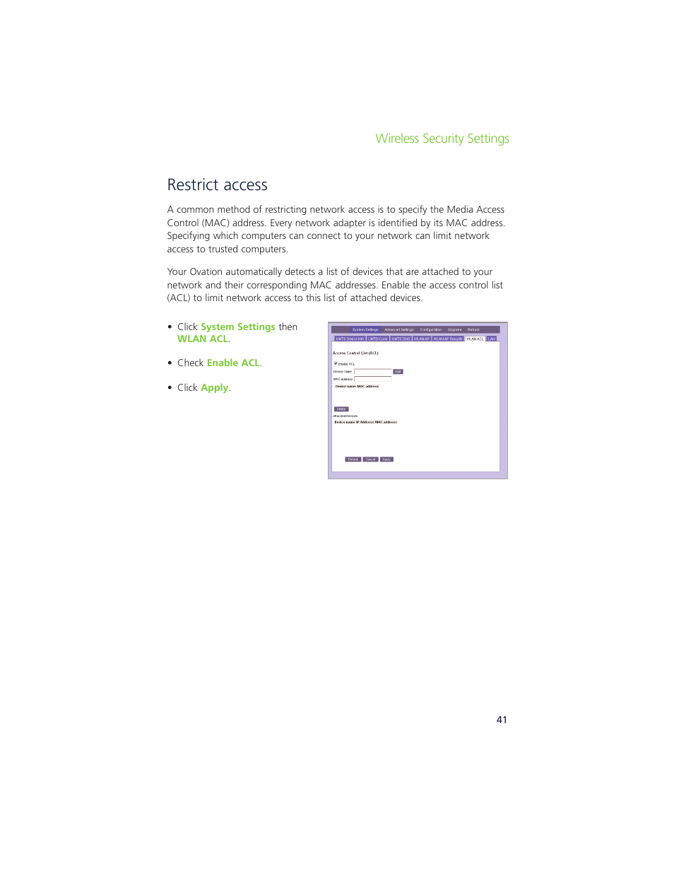 Restrict access | Ovation Software Ovation User Manual | Page 42 / 61