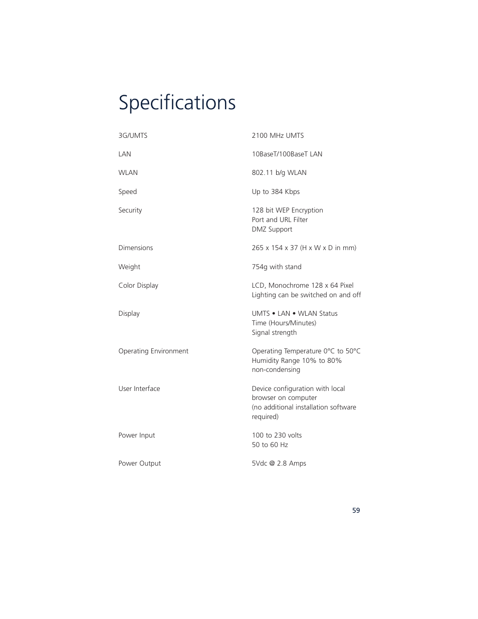 Specifications | Ovation Software Ovation User Manual | Page 60 / 61