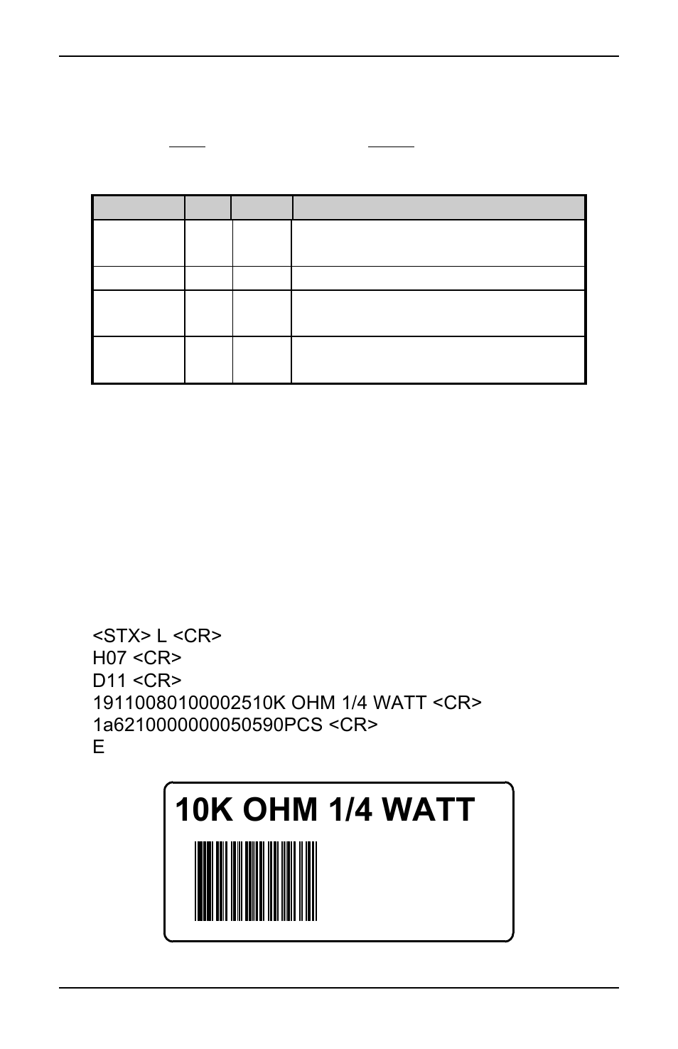 10k ohm 1/4 watt, 2 programming examples | Ovation Software Label Printer User Manual | Page 31 / 66