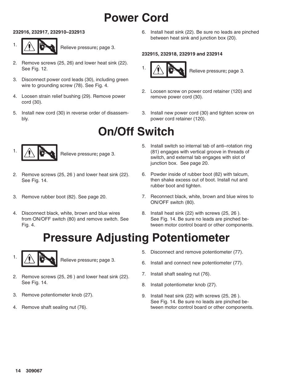 Power cord, On/off switch, Pressure adjusting potentiometer | Oracom ULTRA MAX 695 User Manual | Page 14 / 28