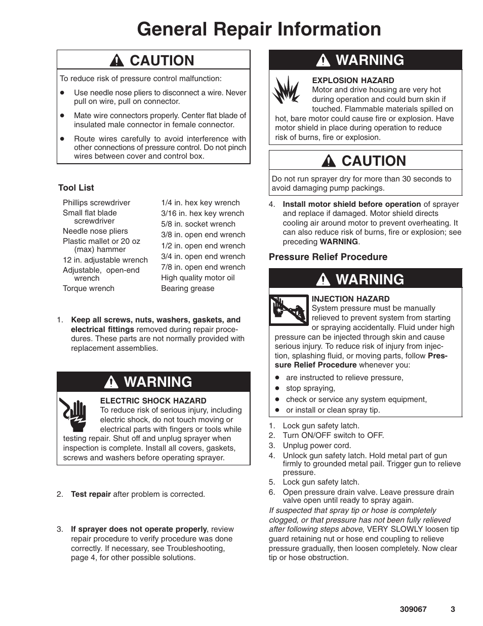 General repair information, Caution, Warning | Oracom ULTRA MAX 695 User Manual | Page 3 / 28