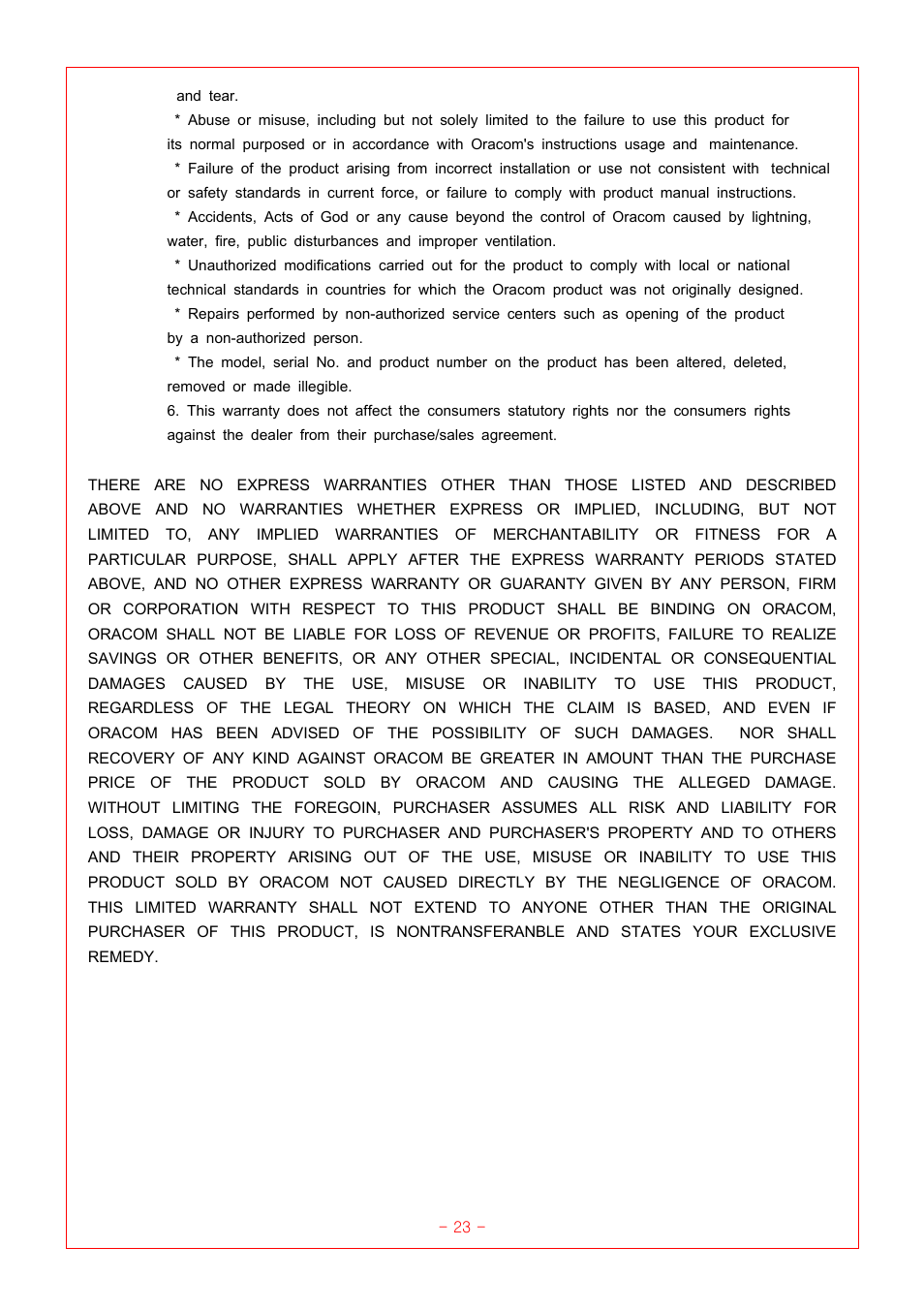 Oracom ORC-100 User Manual | Page 23 / 23