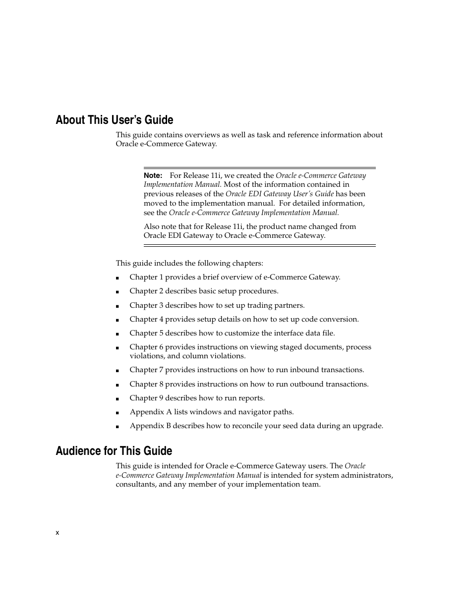 About this user’s guide, Audience for this guide | Oracle A75089-02 User Manual | Page 10 / 144