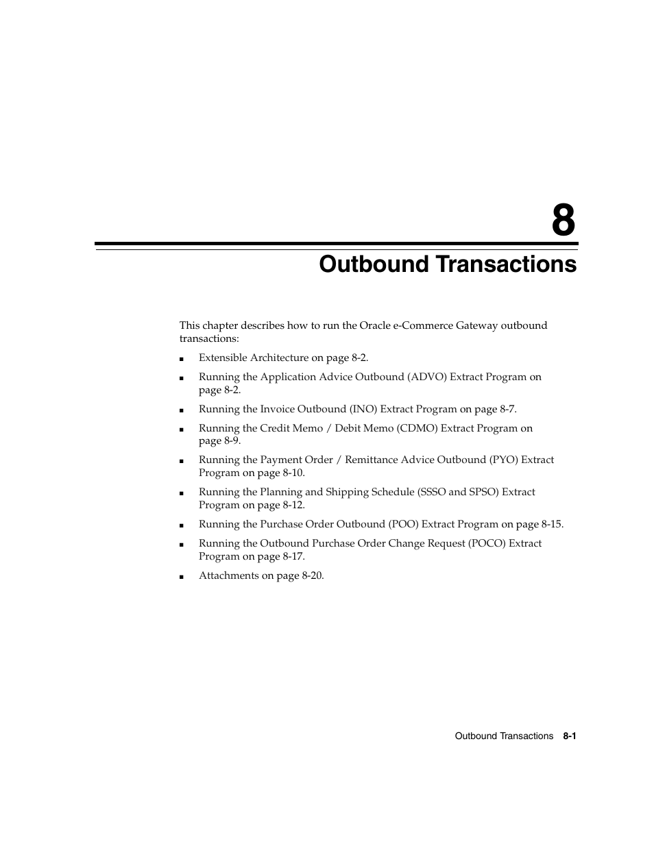 8 outbound transactions, Outbound transactions | Oracle A75089-02 User Manual | Page 101 / 144