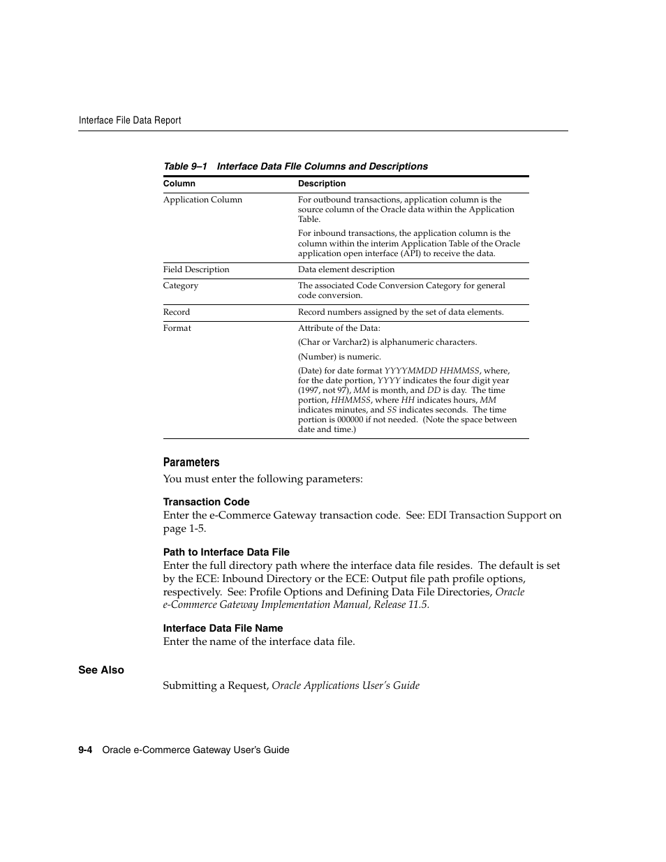 Parameters | Oracle A75089-02 User Manual | Page 124 / 144