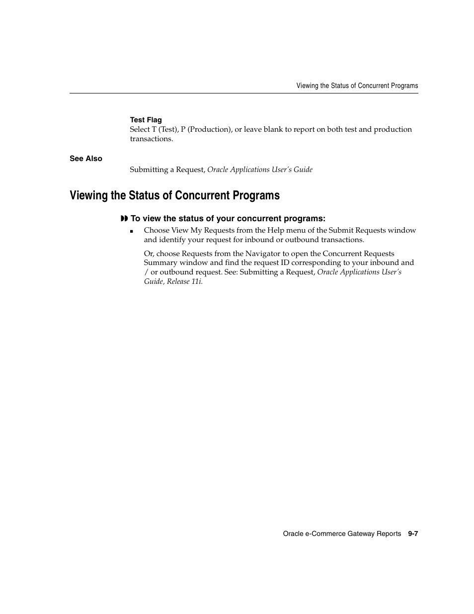 Viewing the status of concurrent programs | Oracle A75089-02 User Manual | Page 127 / 144