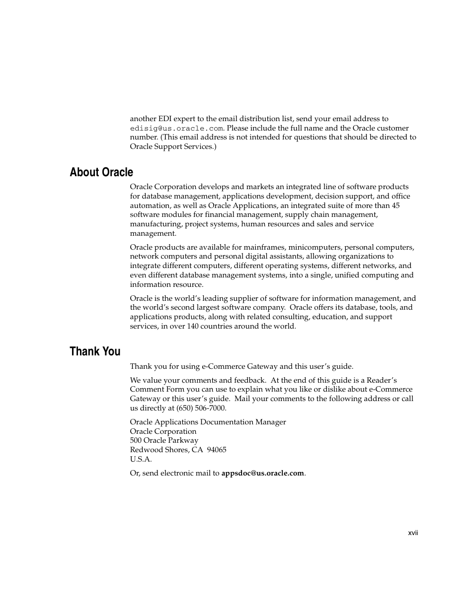 About oracle, Thank you | Oracle A75089-02 User Manual | Page 17 / 144