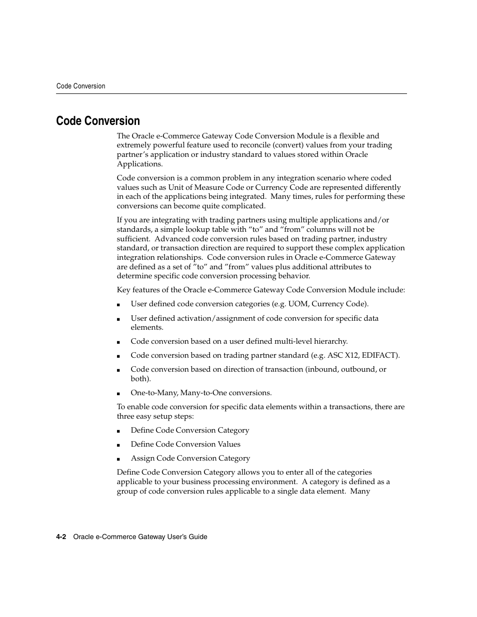 Code conversion, Code | Oracle A75089-02 User Manual | Page 44 / 144