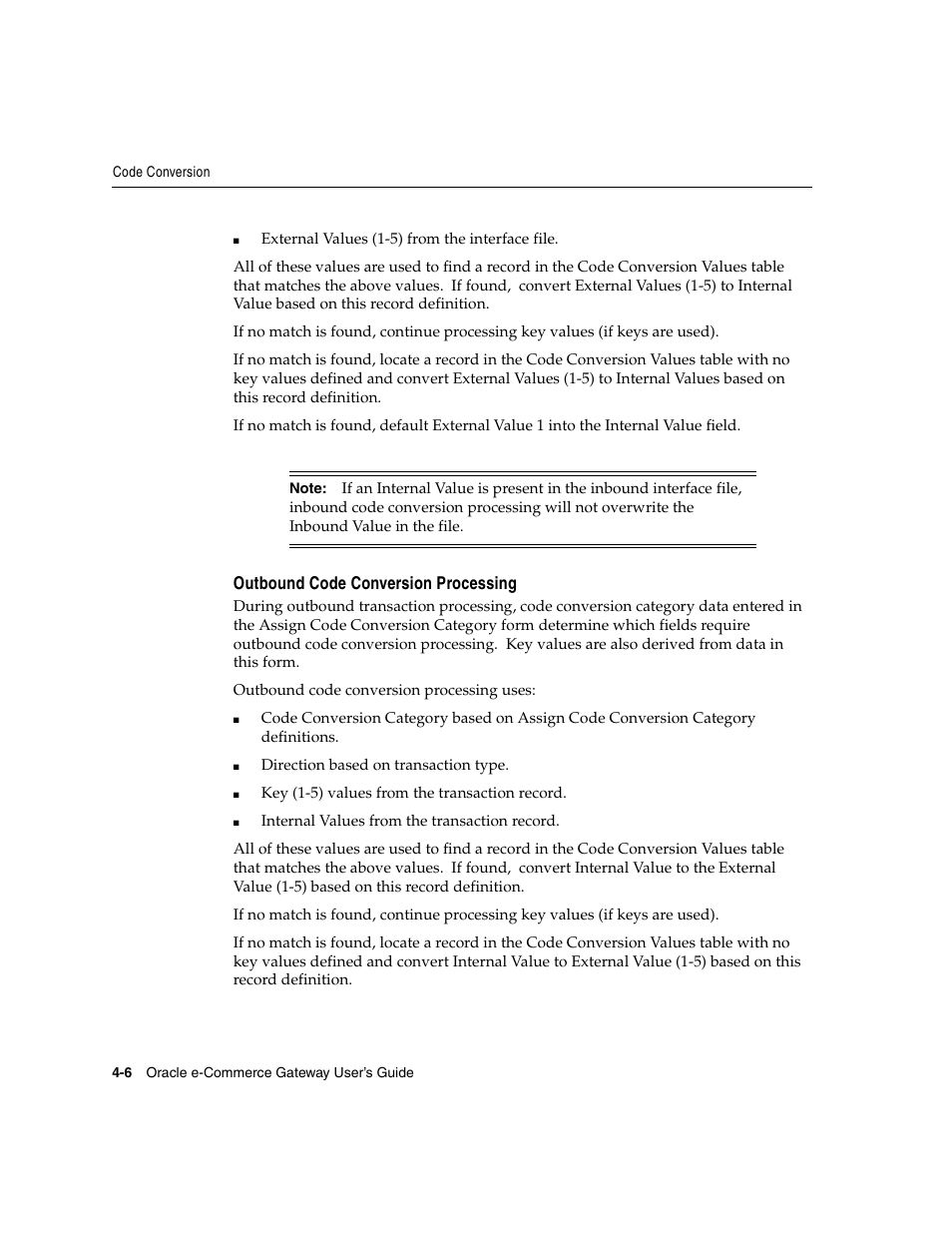 Outbound code conversion processing | Oracle A75089-02 User Manual | Page 48 / 144