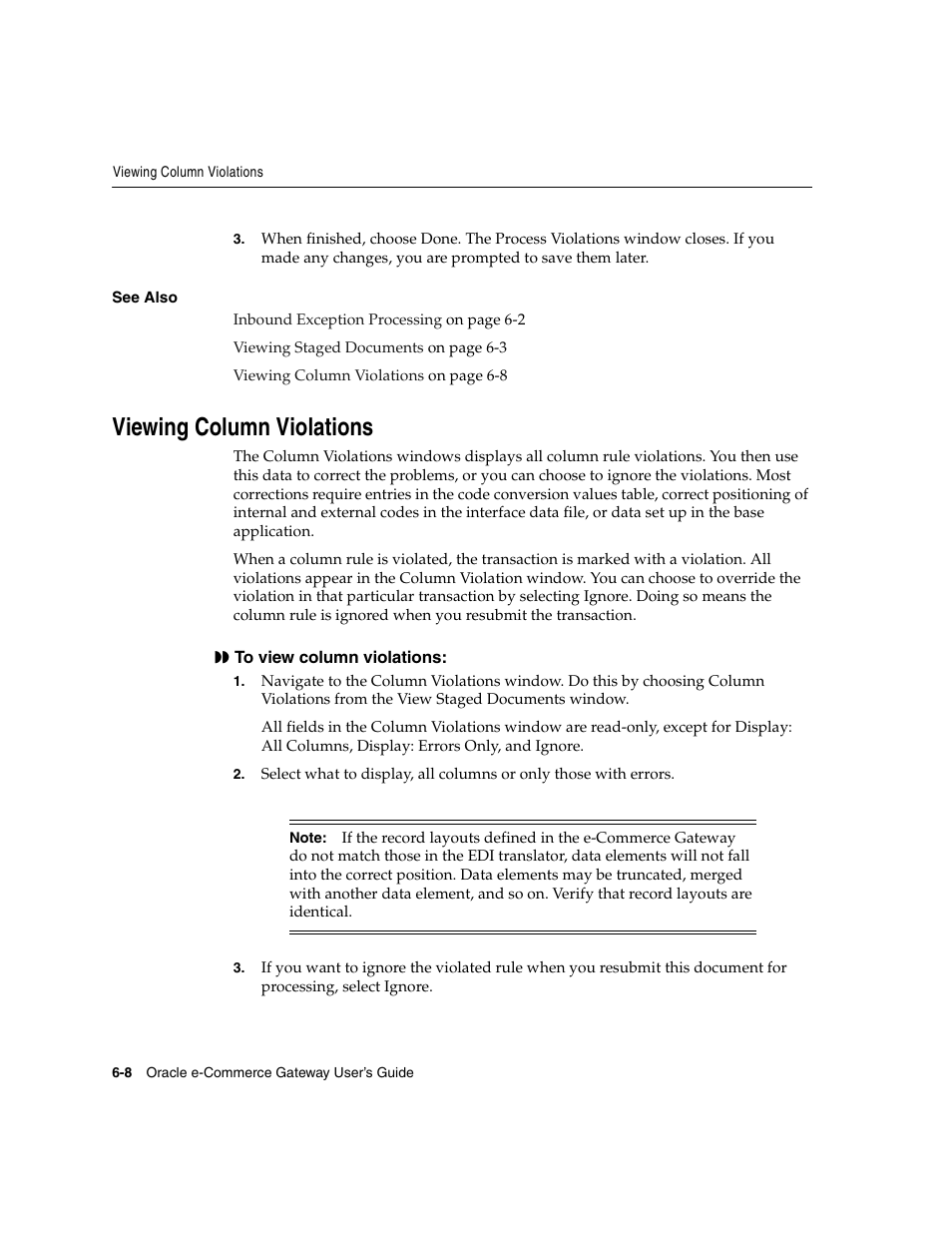 Viewing column violations | Oracle A75089-02 User Manual | Page 76 / 144