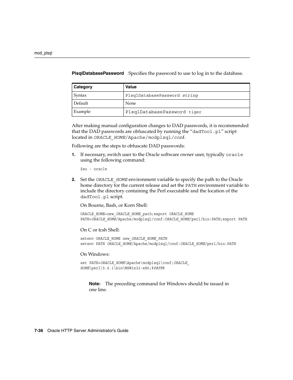 Plsqldatabasepassword | Oracle B12255-01 User Manual | Page 106 / 224