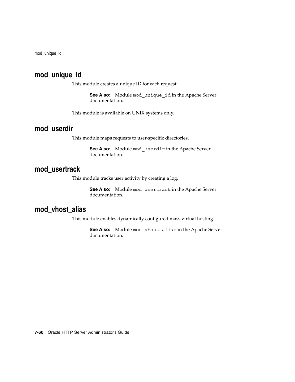 Mod_unique_id, Mod_userdir, Mod_usertrack | Mod_vhost_alias | Oracle B12255-01 User Manual | Page 130 / 224