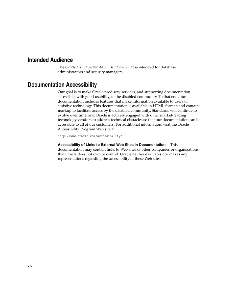 Intended audience, Documentation accessibility | Oracle B12255-01 User Manual | Page 14 / 224