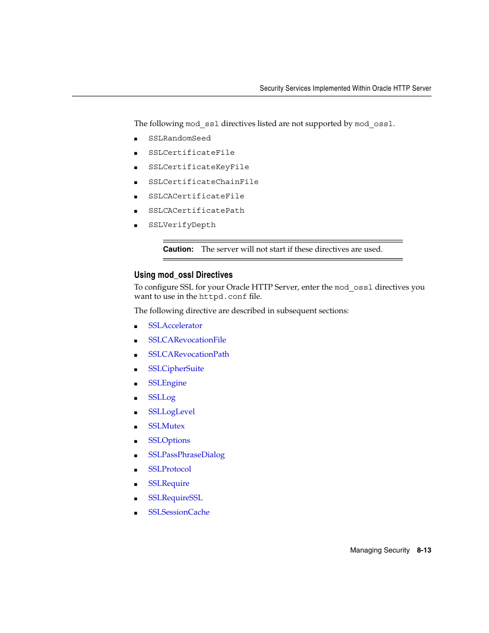 Using mod_ossl directives, Using mod_ossl directives -13 | Oracle B12255-01 User Manual | Page 143 / 224