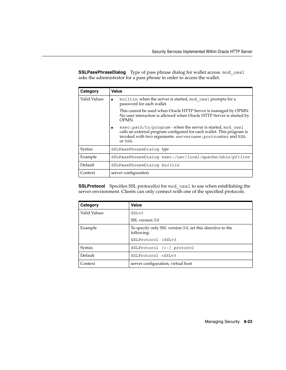 Sslpassphrasedialog, Sslprotocol | Oracle B12255-01 User Manual | Page 153 / 224