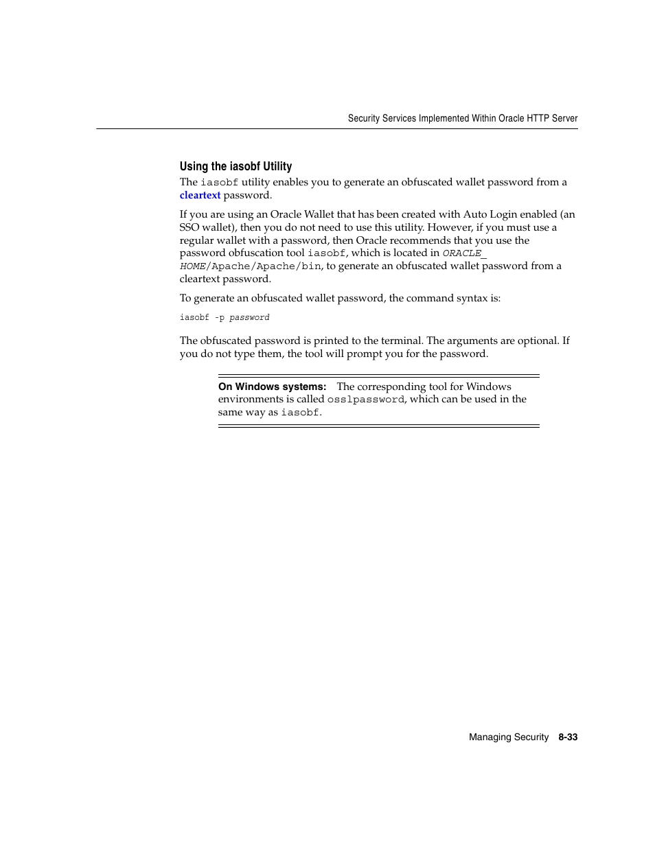 Using the iasobf utility, Using the iasobf utility -33 | Oracle B12255-01 User Manual | Page 163 / 224