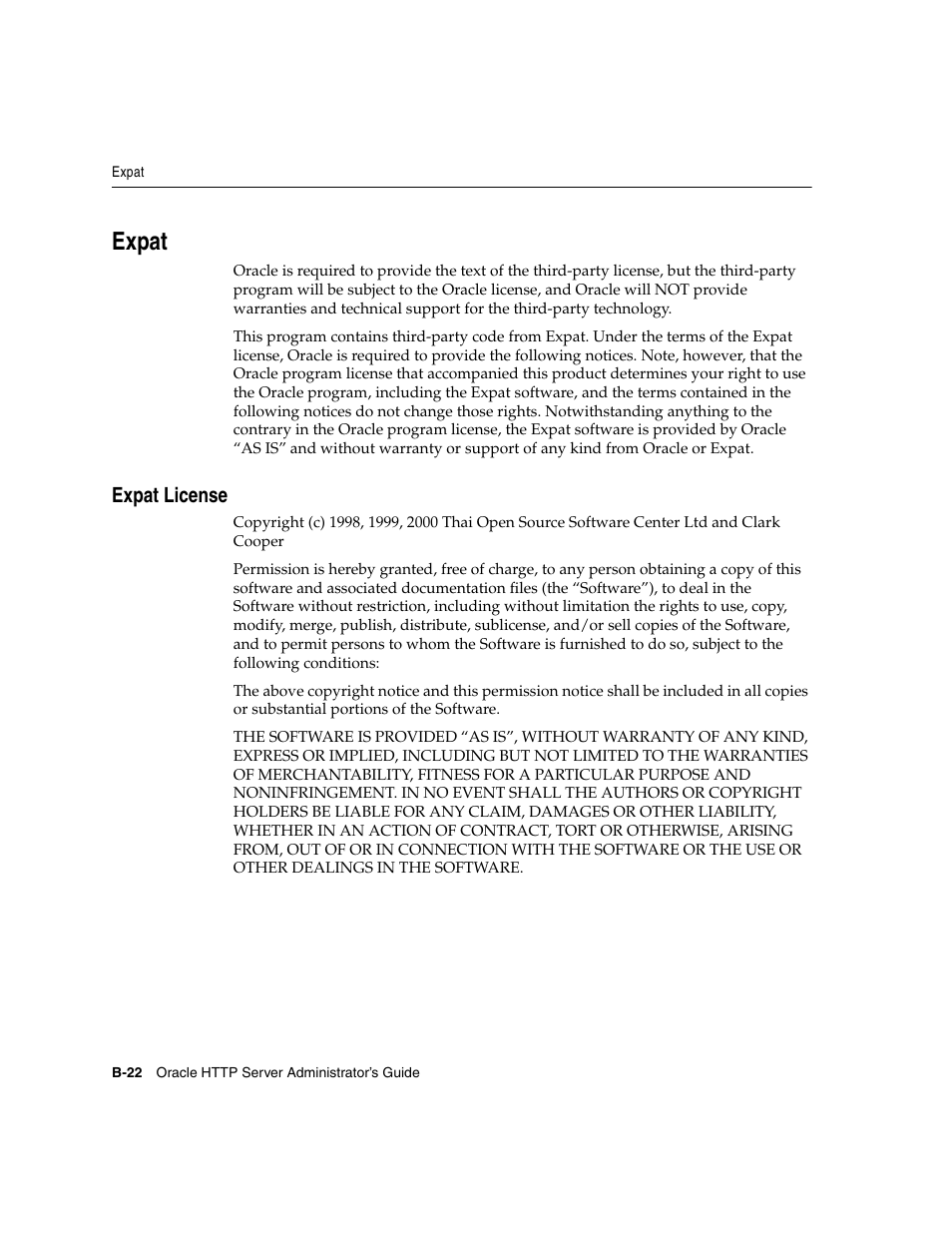 Expat, Expat license | Oracle B12255-01 User Manual | Page 200 / 224