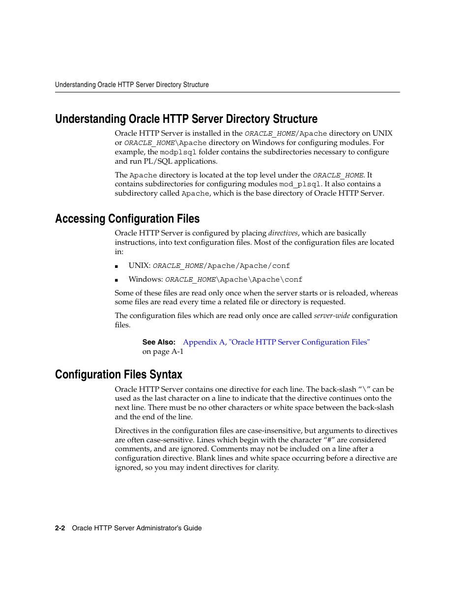 Accessing configuration files, Configuration files syntax | Oracle B12255-01 User Manual | Page 32 / 224