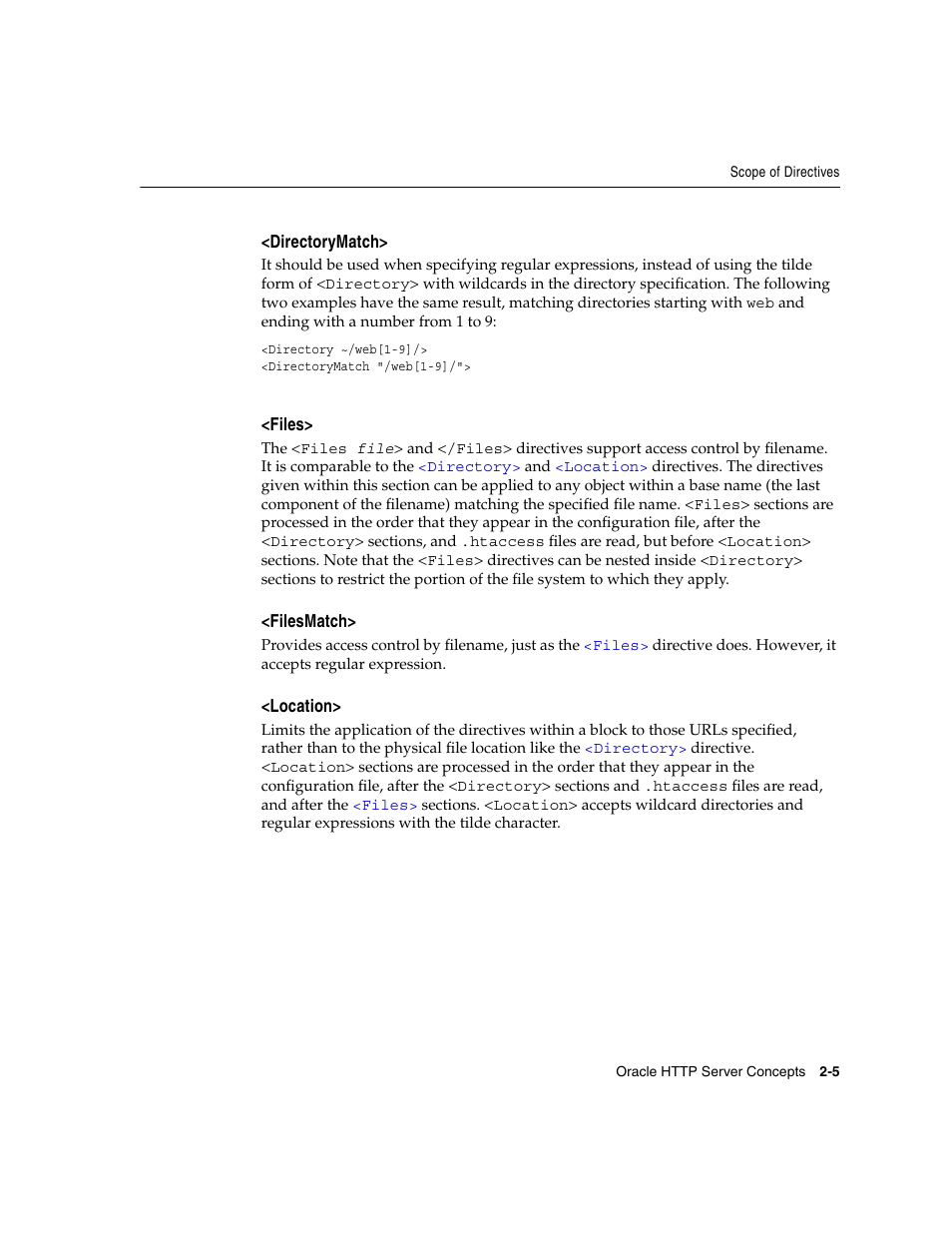 Directorymatch, Files, Filesmatch | Location | Oracle B12255-01 User Manual | Page 35 / 224