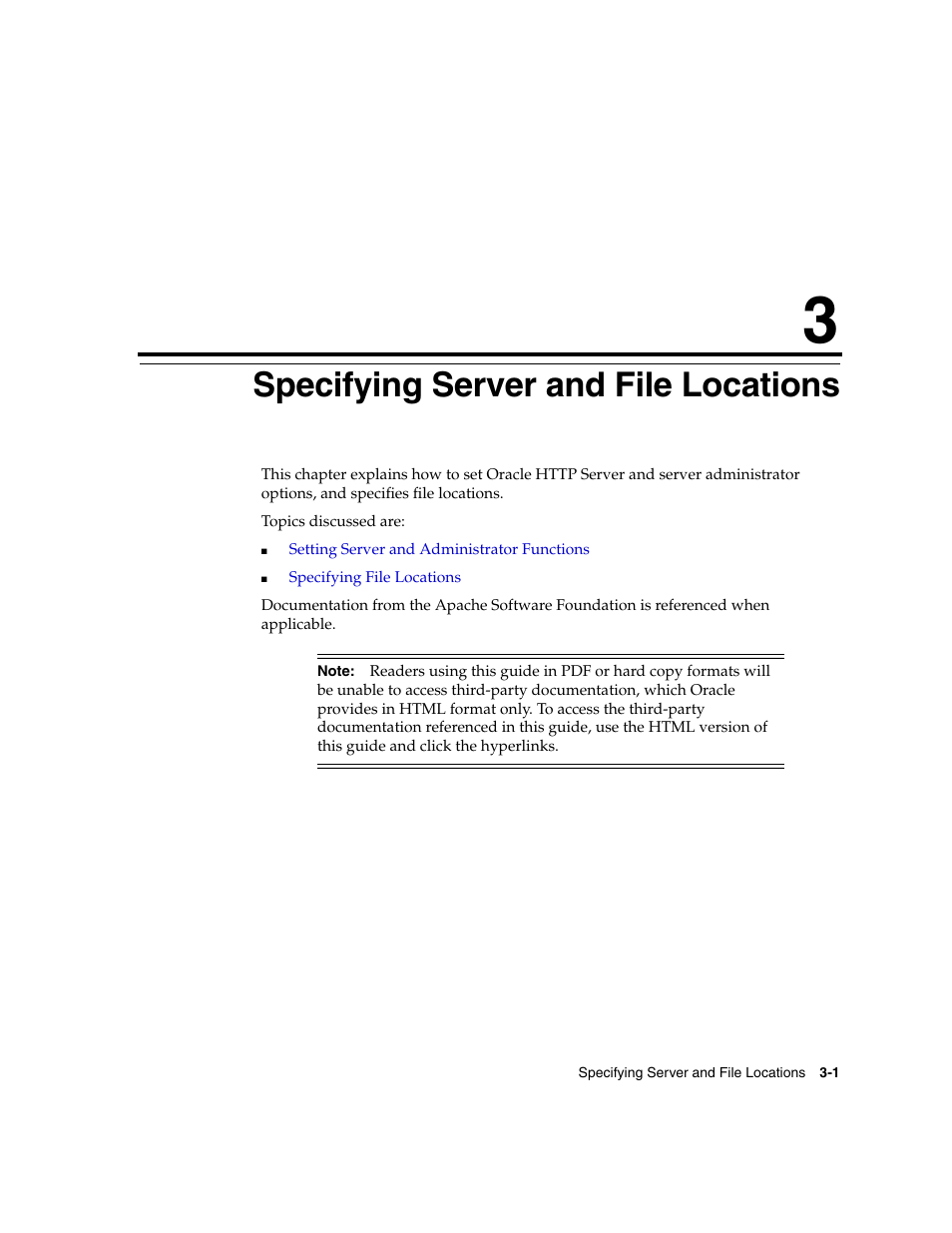 3 specifying server and file locations, Specifying server and file locations, Chapter 3, "specifying server and file locations | Oracle B12255-01 User Manual | Page 39 / 224