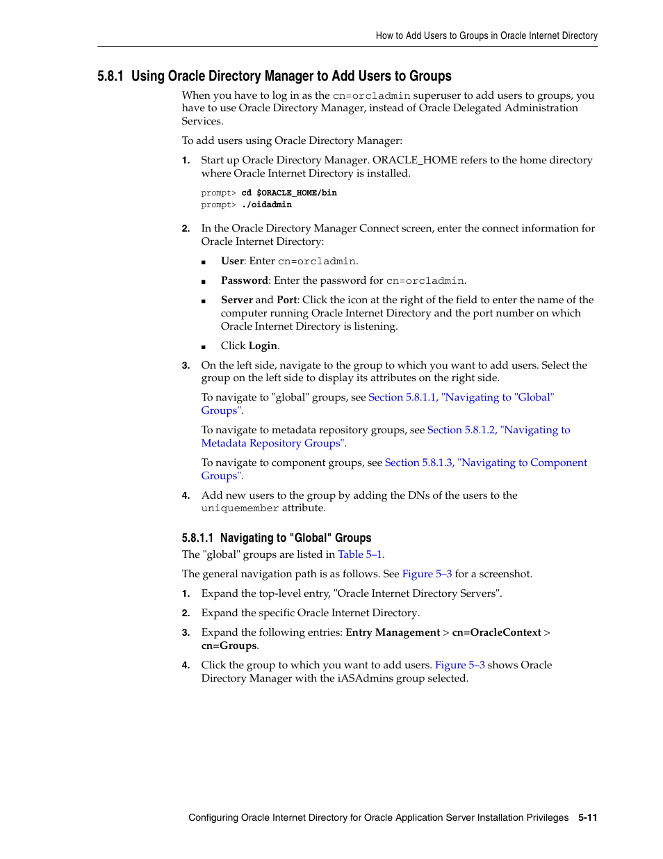 1 navigating to "global" groups, To groups | Oracle B32100-01 User Manual | Page 101 / 258