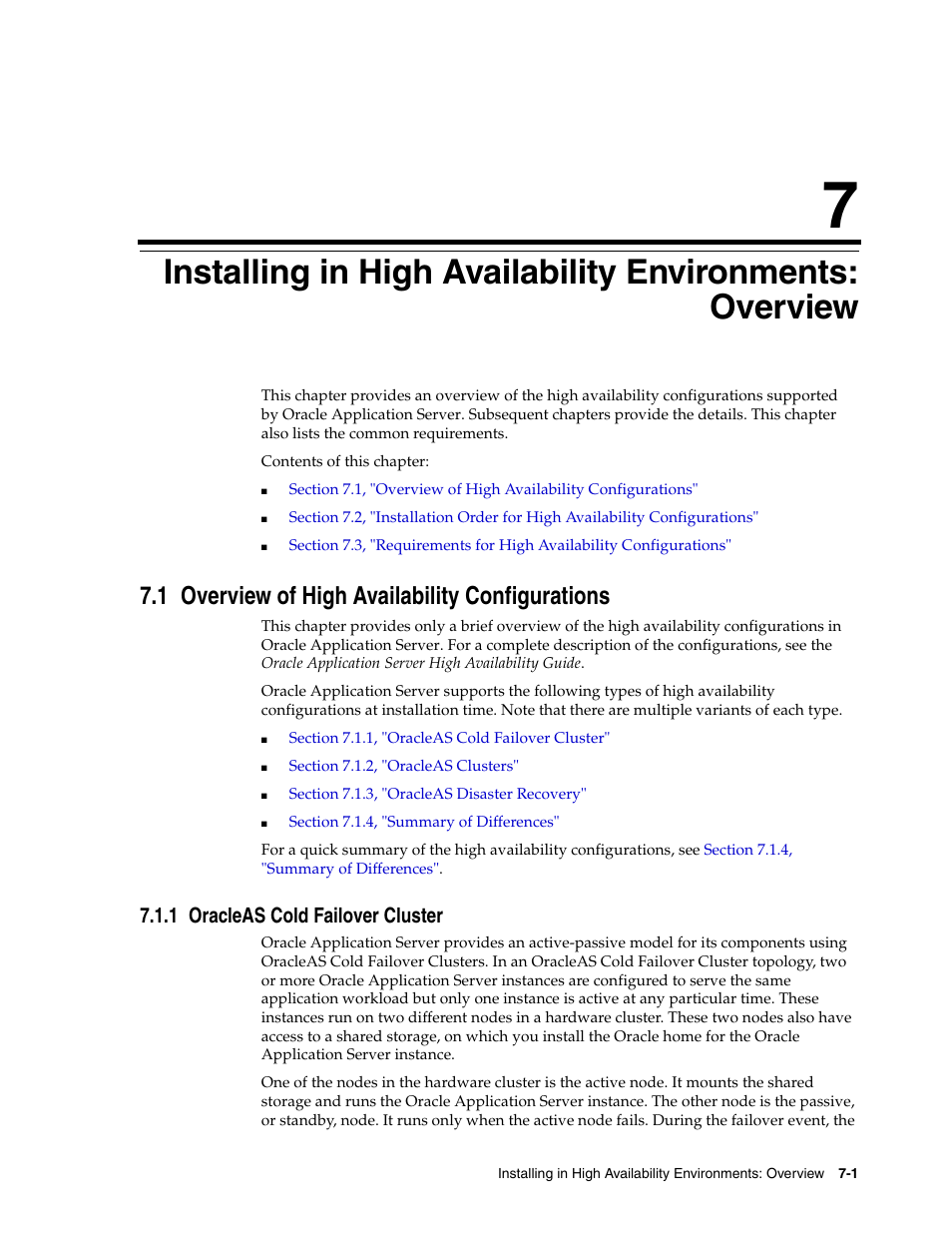 1 overview of high availability configurations, 1 oracleas cold failover cluster | Oracle B32100-01 User Manual | Page 119 / 258