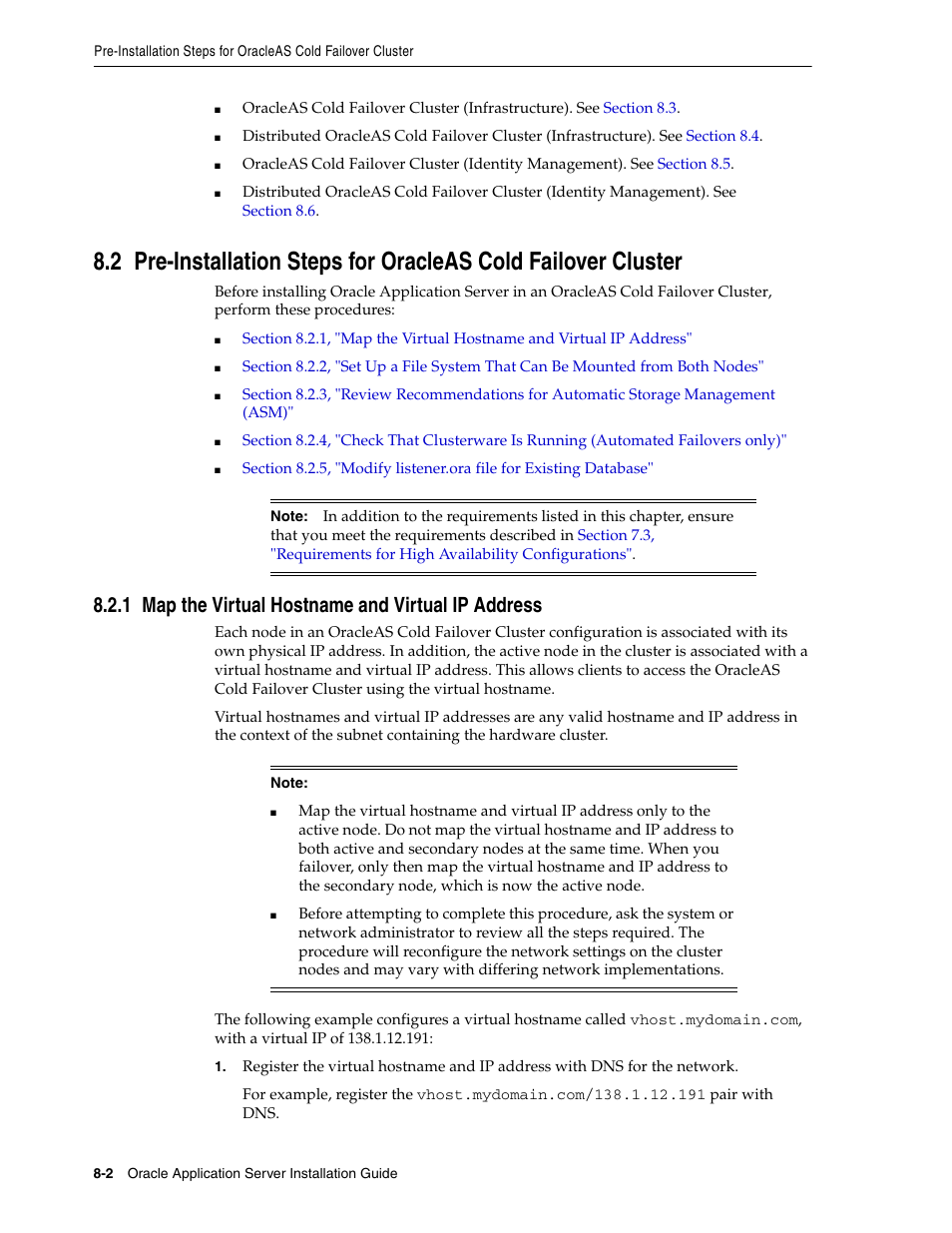 1 map the virtual hostname and virtual ip address, Map the | Oracle B32100-01 User Manual | Page 126 / 258