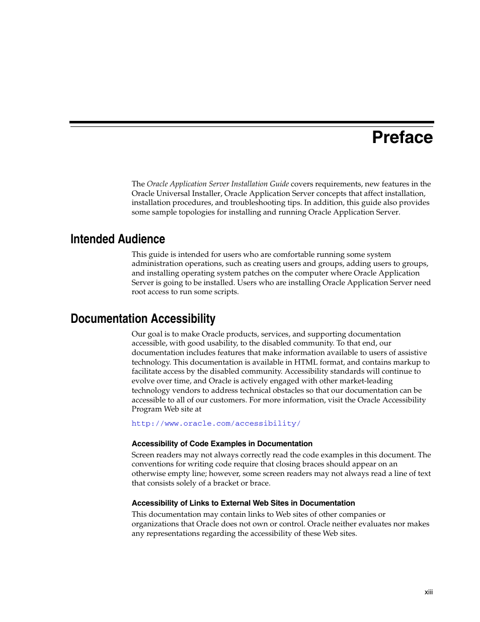 Preface, Intended audience, Documentation accessibility | Oracle B32100-01 User Manual | Page 13 / 258