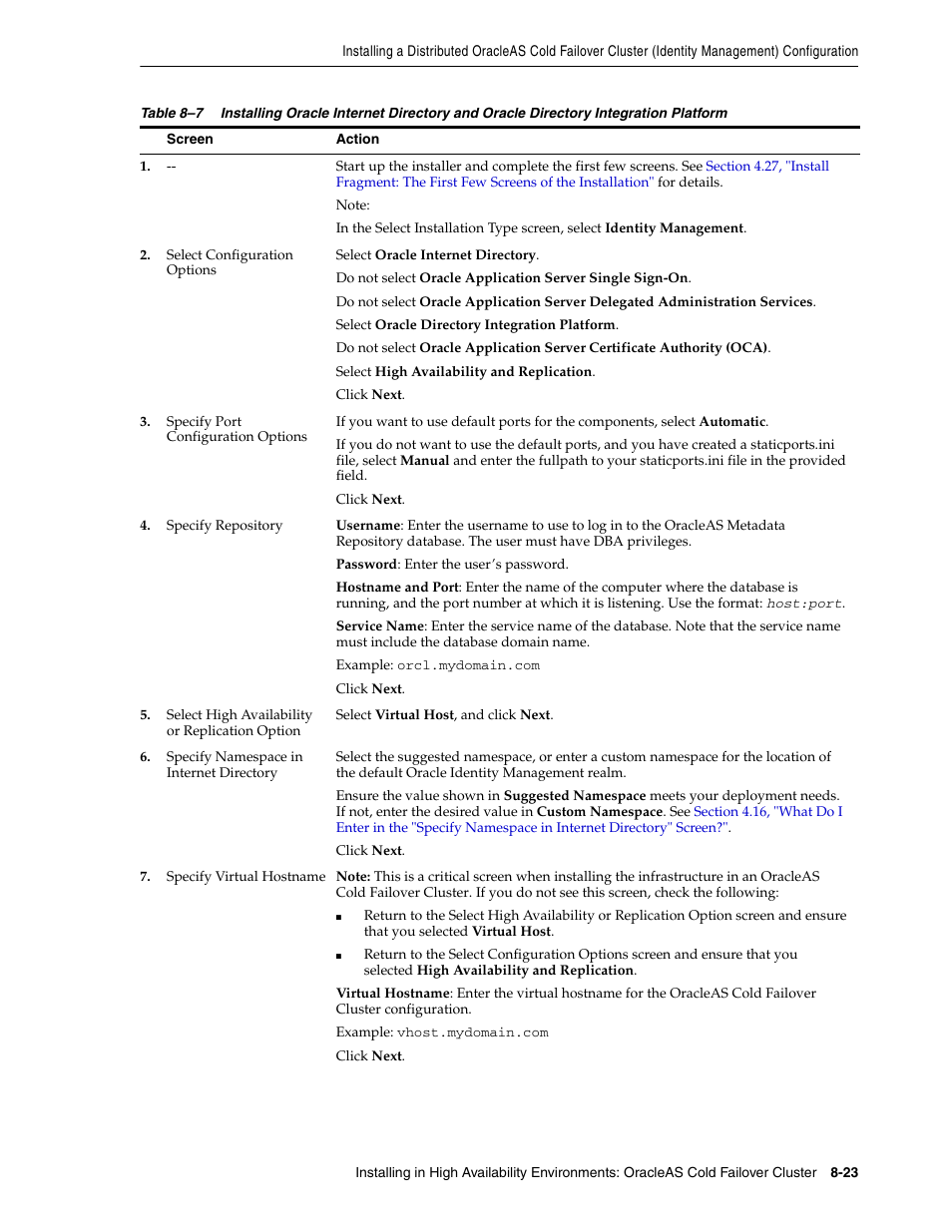 Table 8–7 | Oracle B32100-01 User Manual | Page 147 / 258