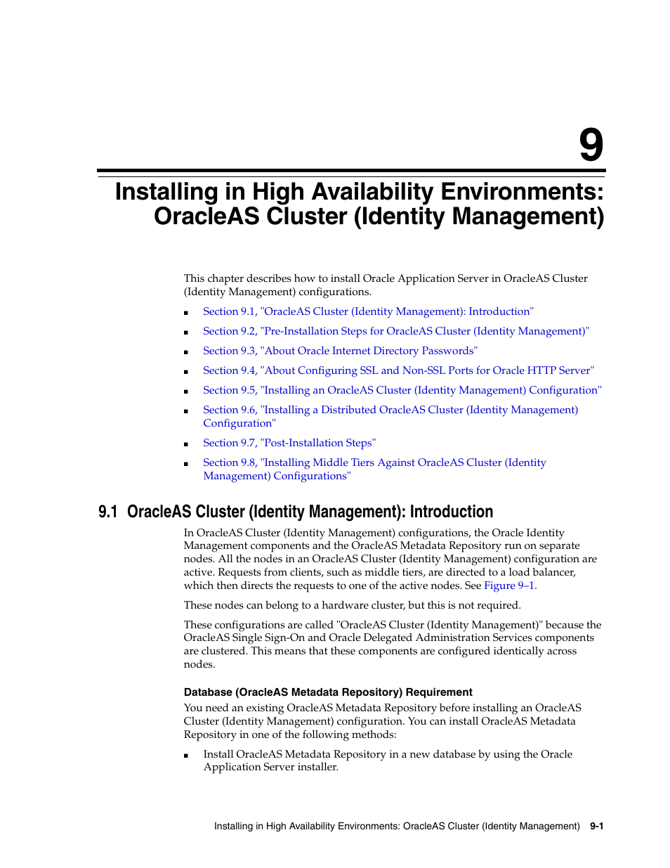 Management), Oracleas cluster (identity management), Chapter 9, "installing in | S in | Oracle B32100-01 User Manual | Page 159 / 258