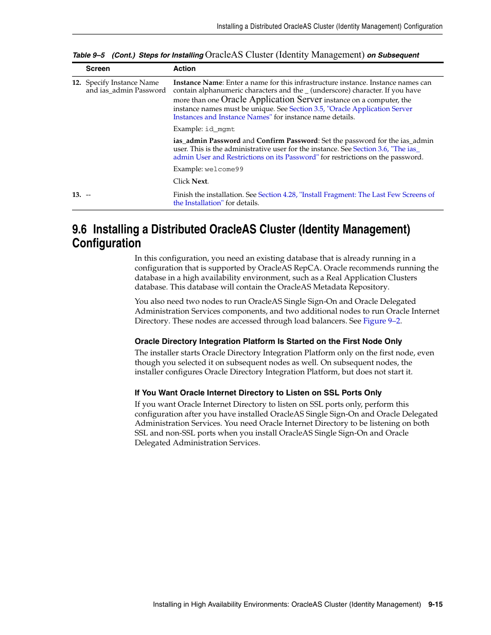 Section 9.6, Section 9.6, "installing a distributed | Oracle B32100-01 User Manual | Page 173 / 258