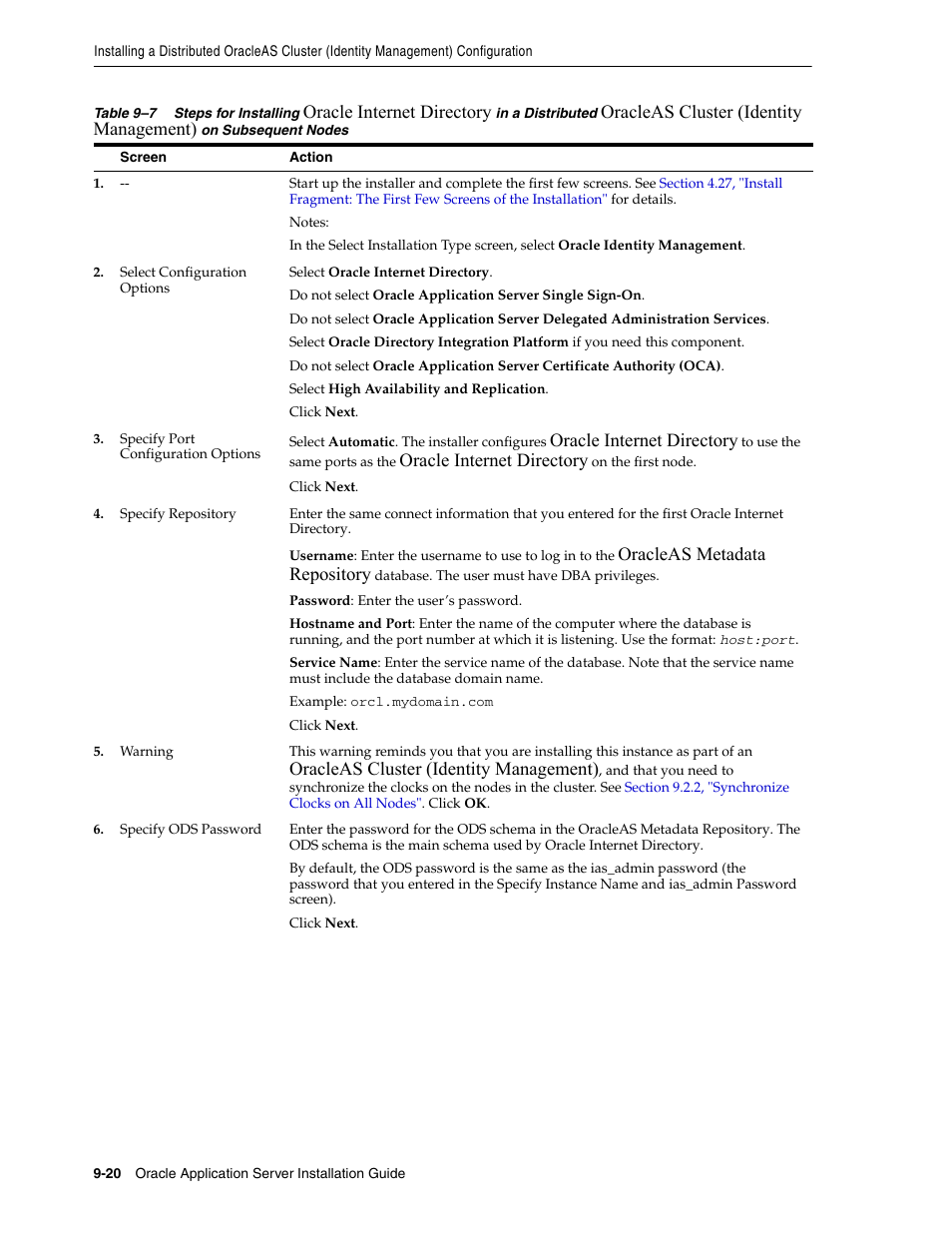 Oracle internet directory, Oracleas cluster (identity management), Oracleas metadata repository | Oracle B32100-01 User Manual | Page 178 / 258