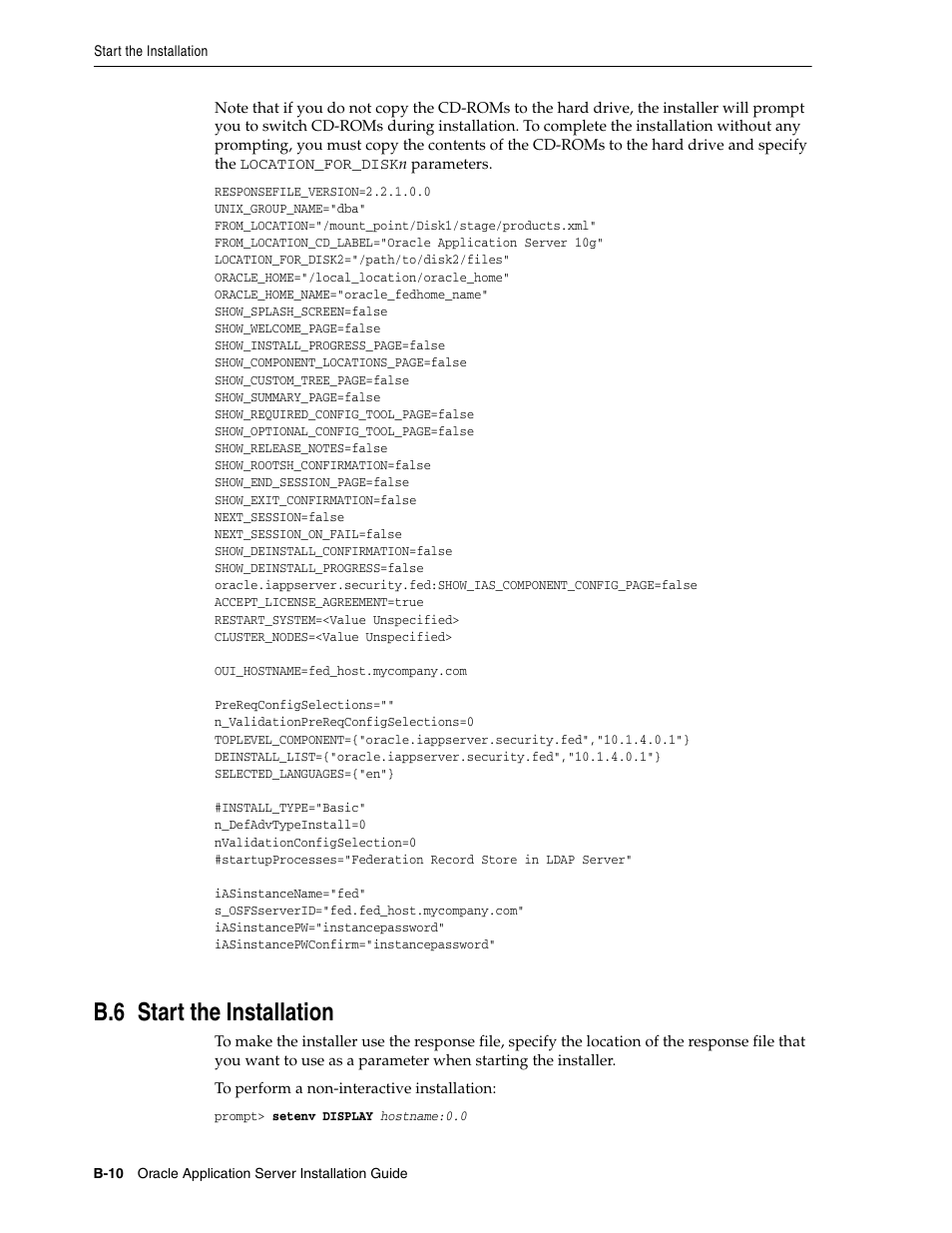 B.6 start the installation, Section b.6, "start the installation | Oracle B32100-01 User Manual | Page 216 / 258