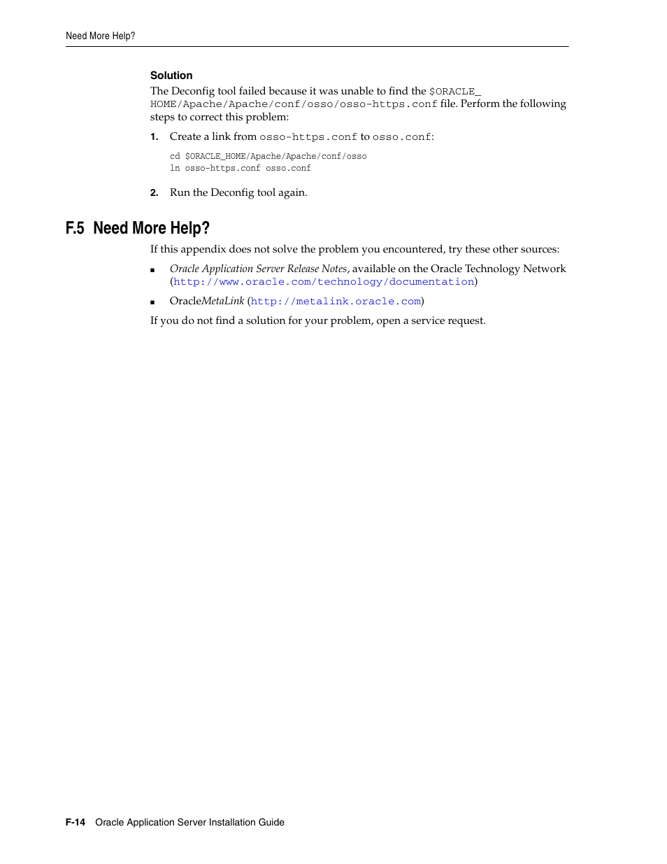 F.5 need more help, Need more, Section f.5, "need more help | Oracle B32100-01 User Manual | Page 252 / 258