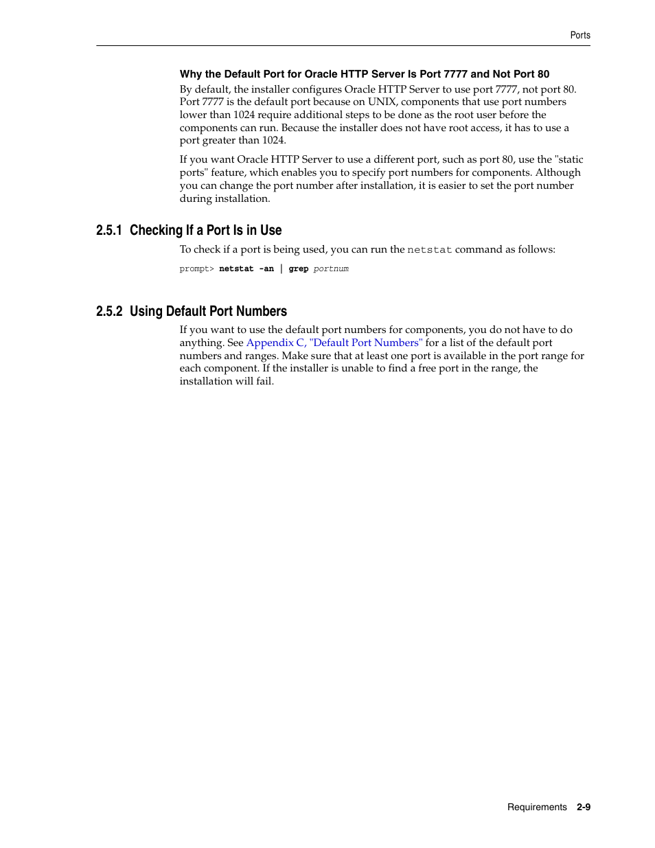 1 checking if a port is in use, 2 using default port numbers, Checking if | Using default, Section 2.5.1, "checking if a port is in use, Section 2.5.2, "using default port numbers | Oracle B32100-01 User Manual | Page 33 / 258