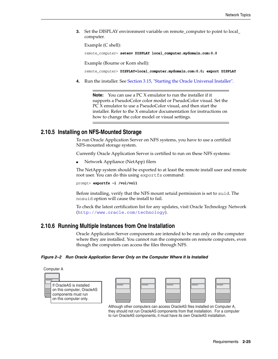 5 installing on nfs-mounted storage, 6 running multiple instances from one installation, Section 2.10.5, "installing on nfs-mounted storage | Oracle B32100-01 User Manual | Page 49 / 258