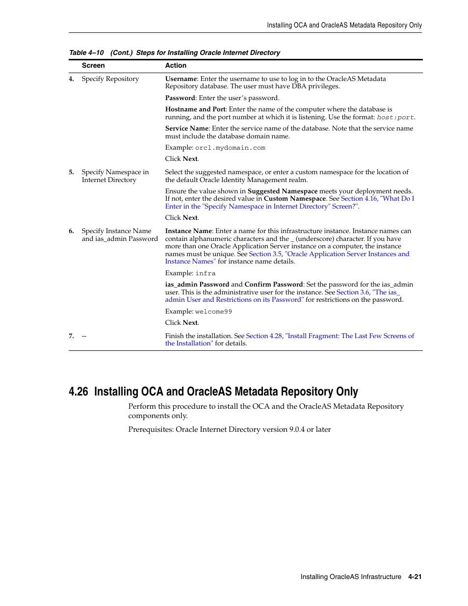 Installing oca and ora | Oracle B32100-01 User Manual | Page 83 / 258