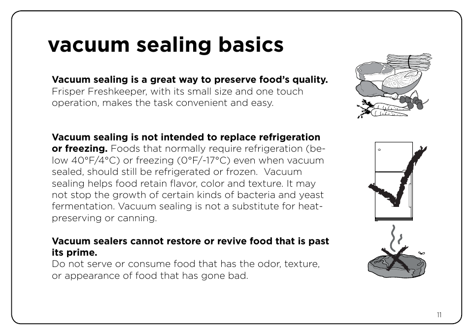 Vacuum sealing basics | Oliso Freshkeeper 500 User Manual | Page 11 / 28