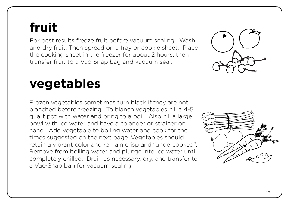 Fruit, Vegetables | Oliso Freshkeeper 500 User Manual | Page 13 / 28